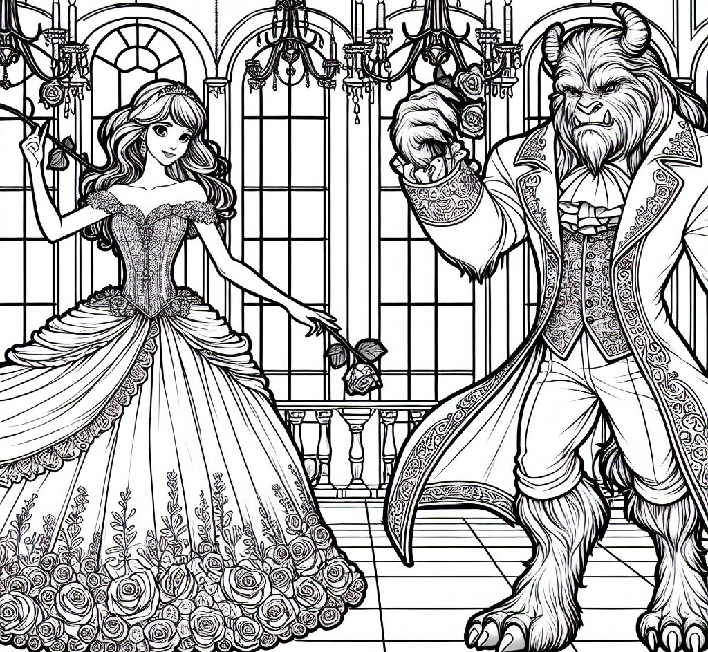 beauty and the beast coloring pages