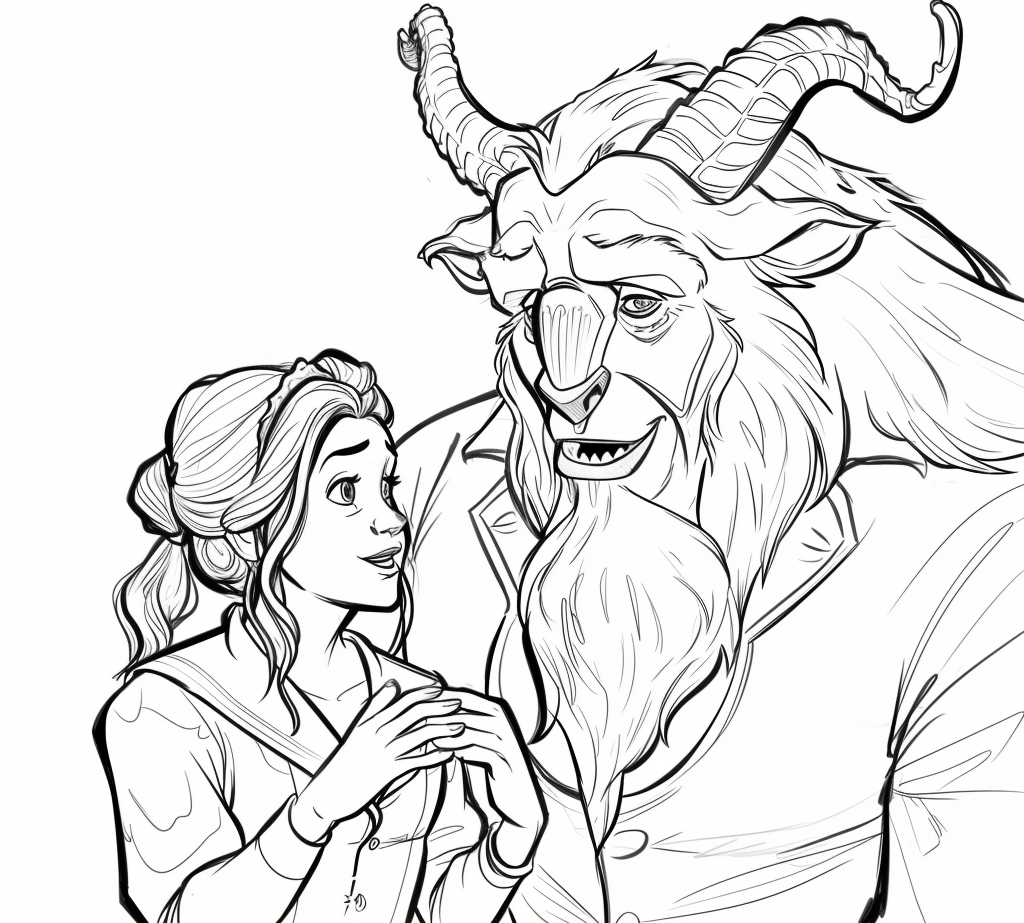 beauty and the beast coloring pages